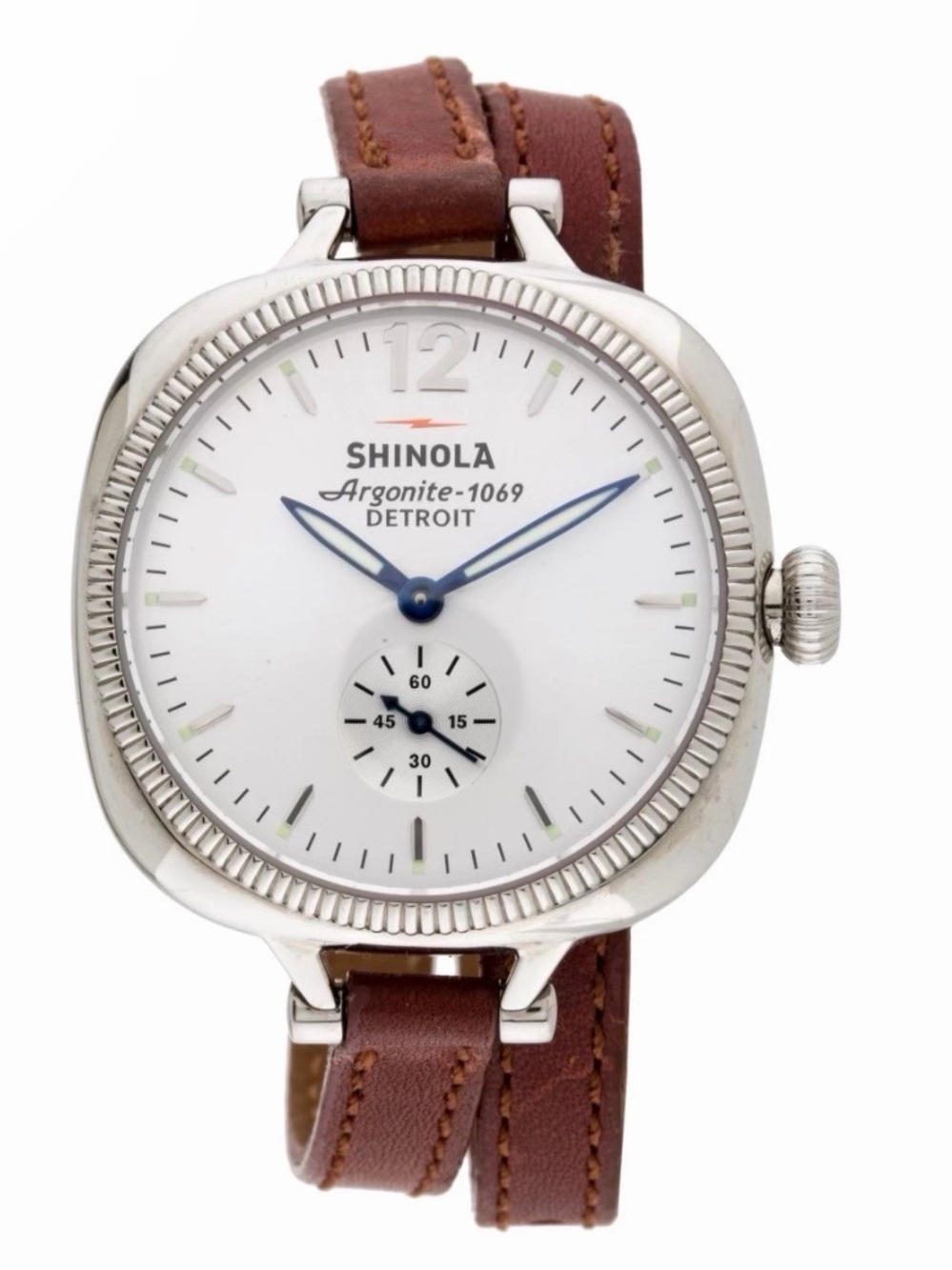 Shinola Watch with White Dial and Light Gray Leather Strap Unisex